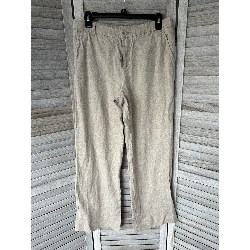 Garnet Hill Trousers Women’s 30 Classic Lightweight Beige 100% Linen Breathable